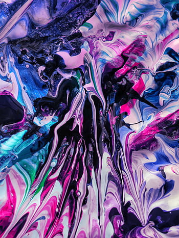 Dynamic abstract acrylic painting with vibrant colors and fluid patterns. HD phone wallpaper