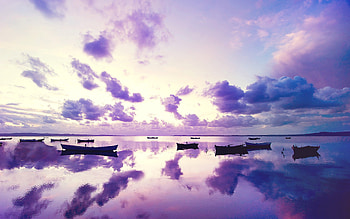 Purple Sunset In Ocean, purple, sunset, ocean, nature HD wallpaper