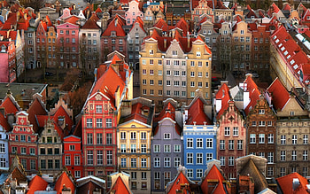 Gdansk, Poland, aerial, Gdansk, houses, Poland HD wallpaper