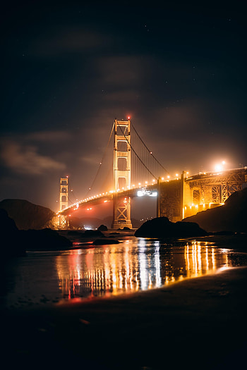 Cities, Night, Architecture, Bridge, Glow HD phone wallpaper