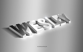 Wesley, silver 3d art, gray background, with names, Wesley name, Wesley greeting card, 3d art, with Wesley name HD wallpaper