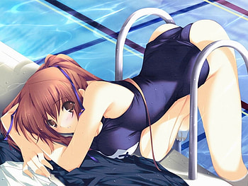 Swimming, anime girl, pool HD wallpaper