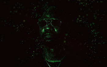 Green Velvet, green glitter art, black background, American singer, Green Velvet art, Curtis Alan Jones HD wallpaper