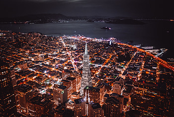 Cities, Architecture, Building, Lights, View From Above, Coast, Night City, San Francisco HD wallpaper