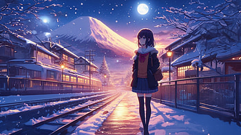 Anime, Anime, winter, girl, cute, anime girl, cute anime, winter anime, cute winter HD wallpaper