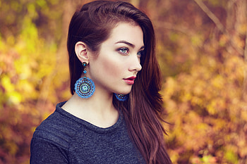 Beauty, blue, model, girl, woman, jewel, yellow, autumn, oleg gekman HD wallpaper