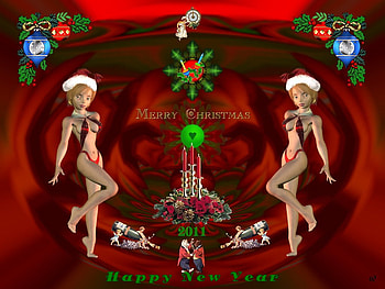Merry Christmas and a Happy New Year, abstract, 3d, christmas, fractal, collage HD wallpaper