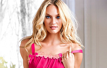 Candice Swanepoel, pink, model, blue eyes, blonde, girl, woman, beauty HD wallpaper