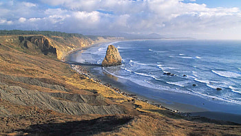 rugged oregon seacoast, sea, cliffs, coast, clouds, rocks HD wallpaper