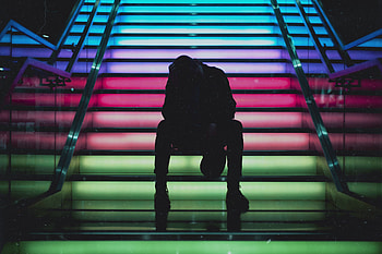 Dark, Multicolored, Motley, Ladder, Stairs, Human, Person HD wallpaper