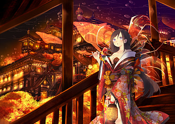 Original, girl, anime, hair HD wallpaper