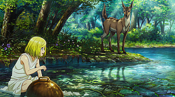 Witch Hat Atelier - Coco the witch In the sunny forest with wildlife in the creek, Coco (Witch Hat Atelier), Fantasy, Anime, Magical Forest, Fantasy Anime HD wallpaper