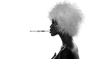women smoking, white, black, graphy, smoking, women HD wallpaper