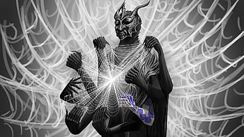 : Shadow Slave Encased in a Spider Web, spider web, Black & White HD wallpaper