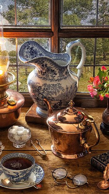 Tea and book , Bookworm's delight, Cozy reading nook, Tea time tranquility HD phone wallpaper