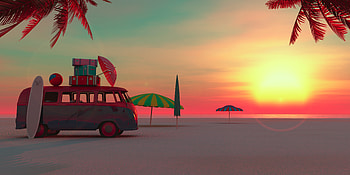Picnic Van Beach Minimalism , van, beach, minimalism, minimalist, artist, artwork, digital-art HD wallpaper