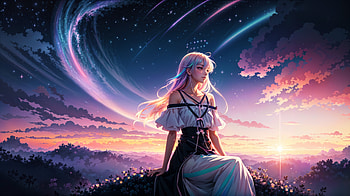 Anime Girl Dreamy When The Sky Touches The Nightfall, anime-girl, anime, ai-girls, ai, artist, artwork, digital-art, deviantart HD wallpaper