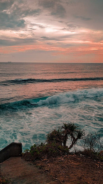 Atardecer, playa, cielo, mar HD phone wallpaper