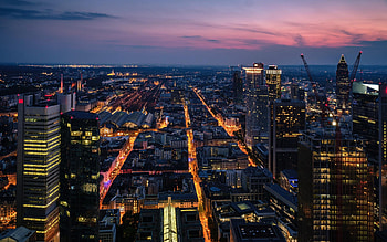 Morning city skyline, Macbook display, , Serene urban ambiance HD wallpaper