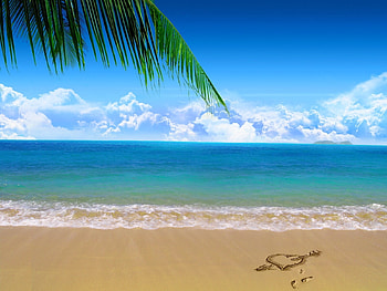 Landscape, Water, Sea, Hearts, Beach HD wallpaper