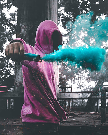 Smoke, Sparks, Miscellanea, Miscellaneous, Human, Person, Colored Smoke, Coloured Smoke, Hood HD phone wallpaper