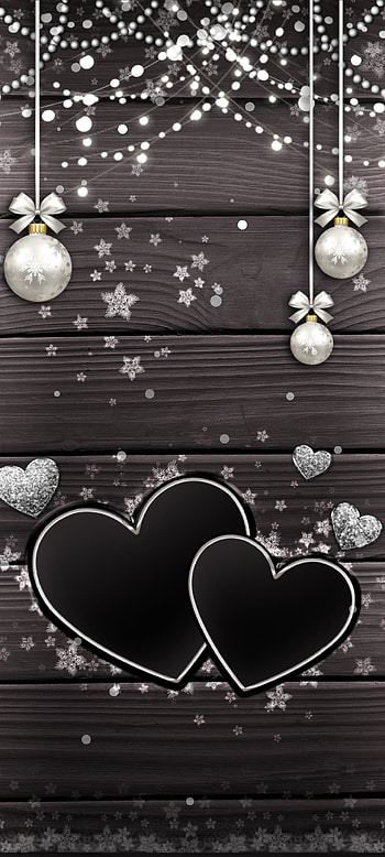 Romantic black Heart, love, beautiful, diamond, graph, star, white, balls, wooden, luxury, valentine HD phone wallpaper