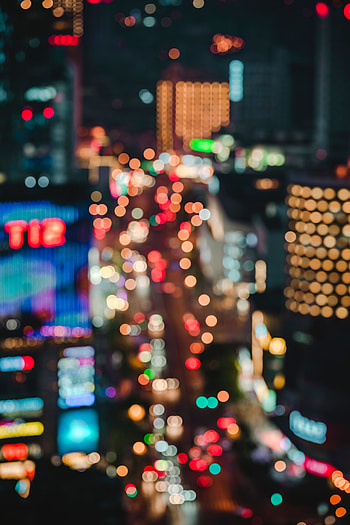 City, Lights, Glare, Miscellanea, Miscellaneous, Multicolored, Motley, Blur, Smooth, Bokeh, Boquet HD phone wallpaper