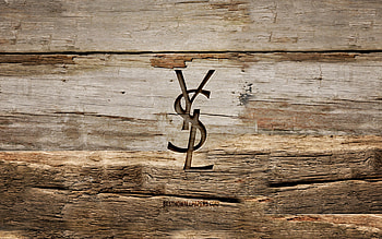 Yves Saint Laurent wooden logo, , wooden backgrounds, brands, Yves Saint Laurent logo, creative, wood carving, Yves Saint Laurent HD wallpaper