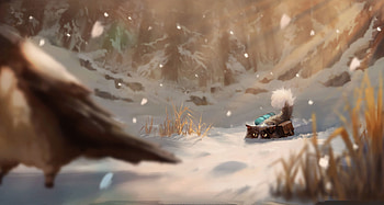 Art, Snow, Cat, Journey HD wallpaper