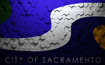 Flag of Sacramento, California, honeycomb art, Sacramento hexagons flag, Sacramento, 3d hexagons art, Sacramento flag HD wallpaper