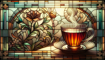 Serene Earl Grey Tea Stained Glass, earl grey tea, stained glass, teacup, floral design, Warm colors HD wallpaper