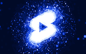 Youtube shorts dark blue logo, , dark blue neon lights, creative, dark blue abstract background, Youtube shorts logo, social network, Youtube shorts HD wallpaper