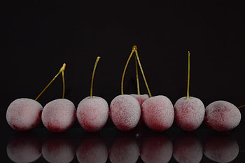 Food, Cherry, Berries, Reflection, Frozen HD wallpaper