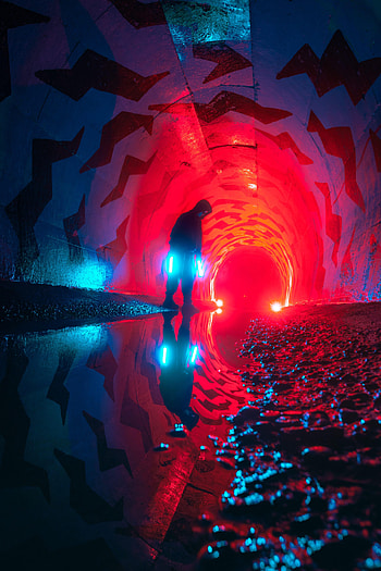Dark, Shine, Light, Neon, Glow, Human, Person, Tunnel HD phone wallpaper