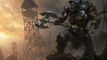 Orc , Unique artwork, Impressive visuals, Fiery backgrounds HD wallpaper