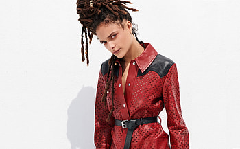 Celerity, beautiful, Sasha Lane, leather jacket HD wallpaper