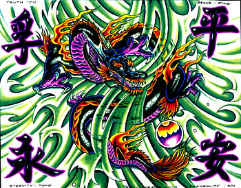 PURPLE DRAGON TATTOO, tattoo, purple, drago, japanses HD wallpaper