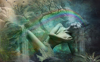 Rainbow Beauty, art, fantasy, rainbow, girl, sensual, beauty, woman, , digital, lamamake HD wallpaper