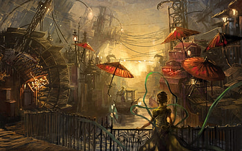 Landscape, Cities, People, Rivers, Fantasy HD wallpaper