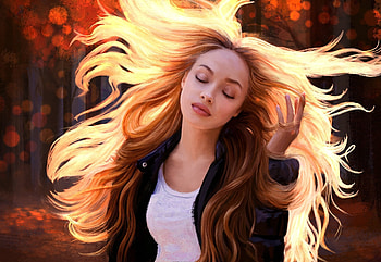 A breat of wind, artwork, girl, fantasy, blonde HD wallpaper