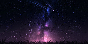 Grass, Art, Universe, Stars, Comet, Comets HD wallpaper