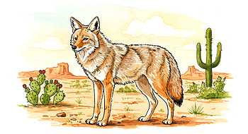 Coyote in the Desert: Ultra Adventure, coyote, desert, Wildlife, illustration, nature HD wallpaper