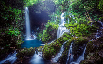 Mugeonri Moss, Waterfalls HD wallpaper