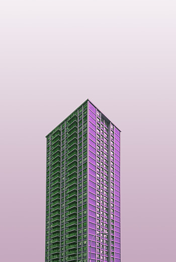 Architecture, Violet, Skyscraper, Building, Minimalism, Purple HD phone wallpaper