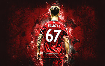 Harvey Elliott, Liverpool FC, English footballer, midfielder, red stone background, Premier League, soccer, England HD wallpaper