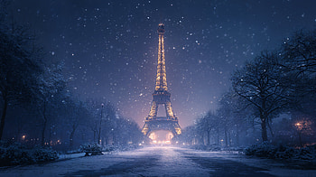 Eiffel Tower in Winter Night – Stunning Ultra, Eiffel Tower, Paris, night, snow, winter, winter night, night snow HD wallpaper