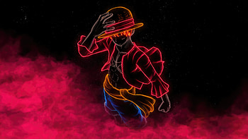 One Piece Monkey D Luffy Neon , monkey-d-luffy, one-piece, anime, minimalism, minimalist, artist, artwork, digital-art HD wallpaper