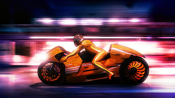 Girl Driving Yellow Futuristic Bike Artwork, artist, digital-art, artwork, yellow, bike HD wallpaper