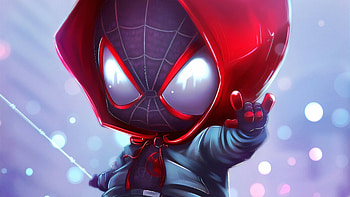 Chibi Spider Miles, spiderman, superheroes, artwork, digital-art, art, artstation HD wallpaper