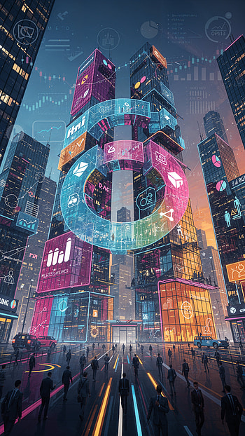 Corporate Nexus: Neon Skyline , Futuristic City, Cyberpunk, Hologram, Skyscraper HD phone wallpaper